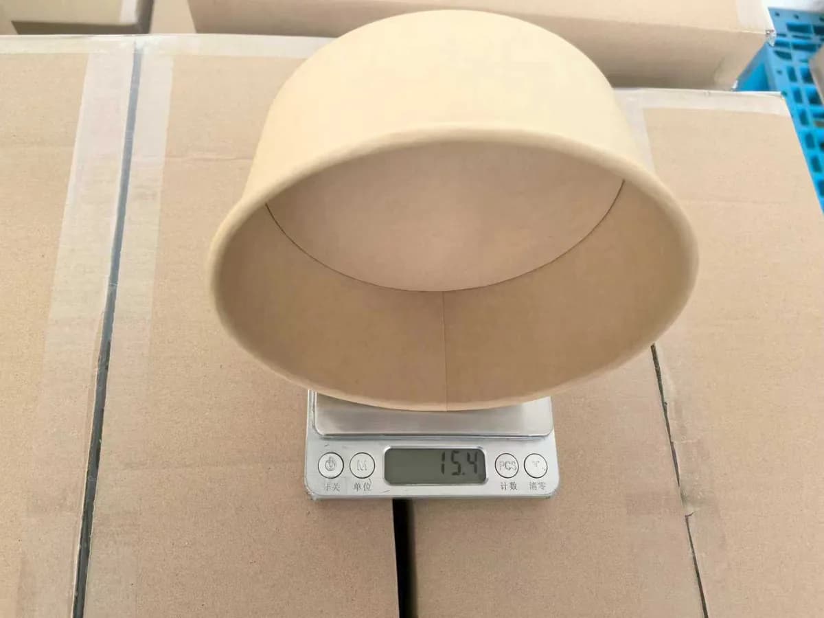 Kraft bowl weighed for quality control at ZAI Packaging